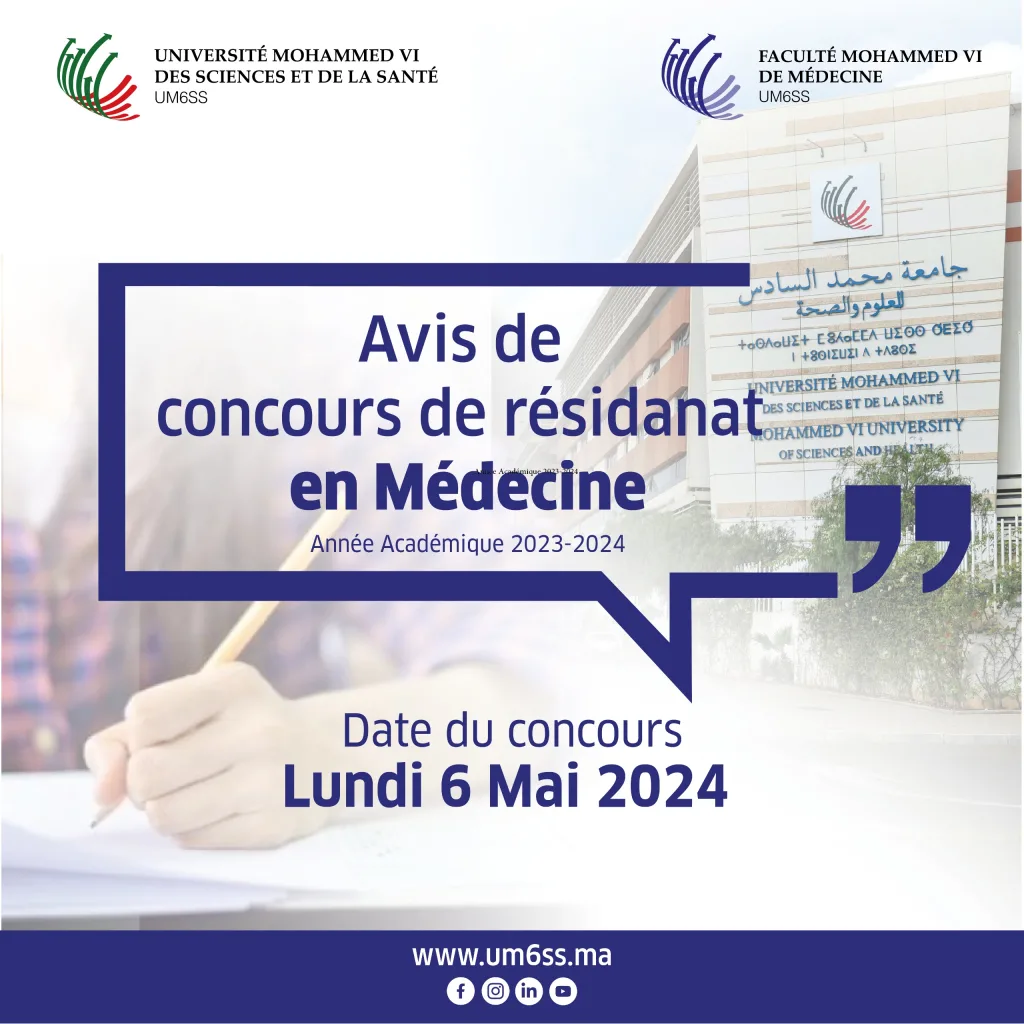 Avis de concours de Résidanat en Médecine – Année académique 2023/2024
